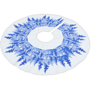 Jupon De Sapin En Polyester Brossé Neige bleue Joyeux Noël Holly Xmas arbre