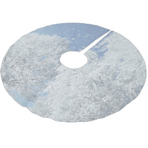 Jupon De Sapin En Polyester Brossé Neige Glace Arbre Flocons de neige