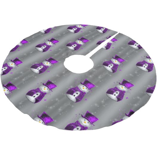 Jupon De Sapin En Polyester Brossé Neige violette sur argent foncé (Angle)