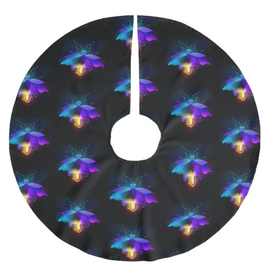 Jupon De Sapin En Polyester Brossé Neon Firefly sur noir (Devant)