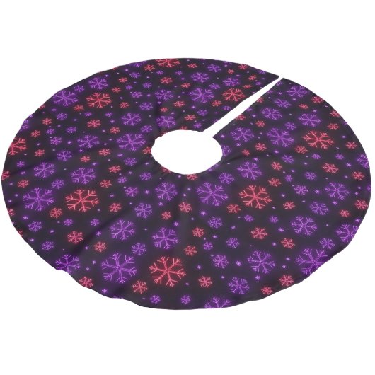 Jupon De Sapin En Polyester Brossé Neon Snowflakes (Angle)