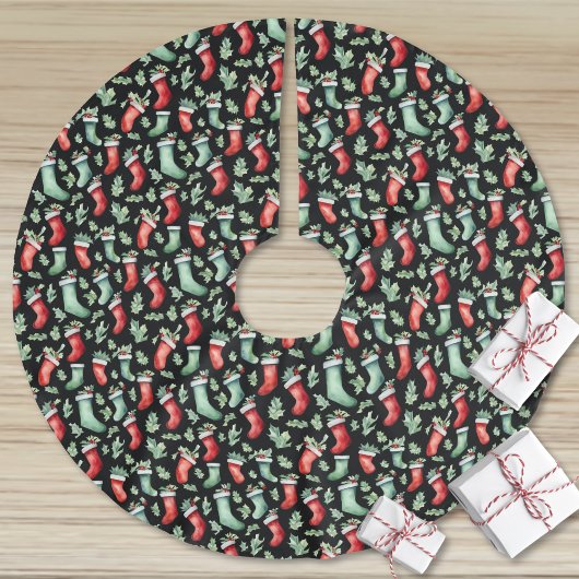 Jupon De Sapin En Polyester Brossé Noël à l'aquarelle