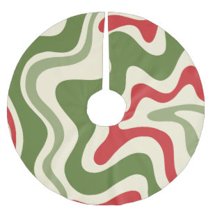 Jupon De Sapin En Polyester Brossé Noël Abstrait Rétro Liquide Tourbillon 60s 70s