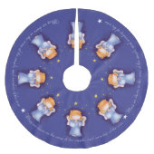 Jupon De Sapin En Polyester Brossé Noël ange fille prier bleu Noël (Devant)