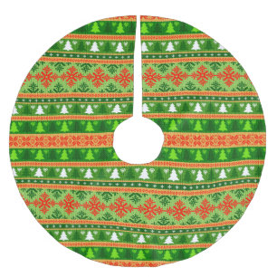 JUPON DE SAPIN EN POLYESTER BROSSÉ NOËL ARBRE VERT BLANC ORNAMENTS ROUGES