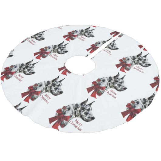 Jupon De Sapin En Polyester Brossé Noël Arlequin Great Dane (Angle)