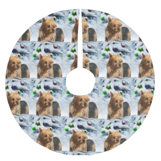 Jupon De Sapin En Polyester Brossé Noël australien Terrier (Devant)