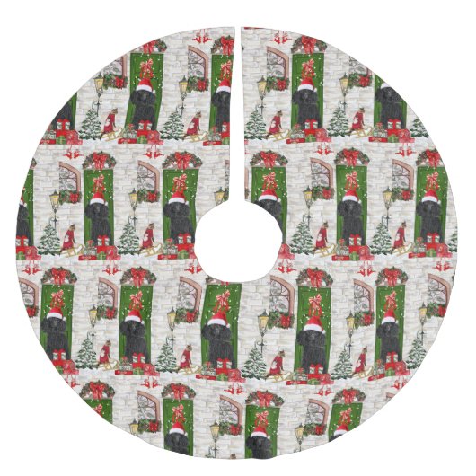 Jupon De Sapin En Polyester Brossé Noël aux canicules (Devant)