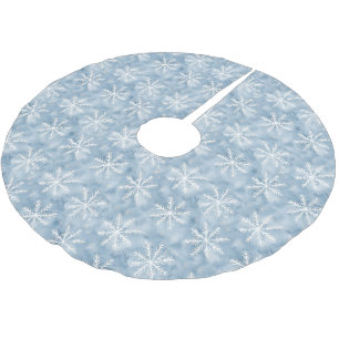 Jupon De Sapin En Polyester Brossé Noël aux flocons blancs bleus