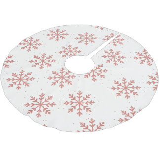 Jupon De Sapin En Polyester Brossé Noël aux flocs à neige roses