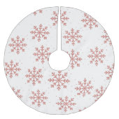 Jupon De Sapin En Polyester Brossé Noël aux flocs à neige roses (Devant)