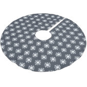 Jupon De Sapin En Polyester Brossé Noël Blanc Flocon de neige Motif Bleu foncé (Angle)