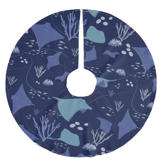 Jupon De Sapin En Polyester Brossé Noël bleu sous-marin Stingray (Devant)