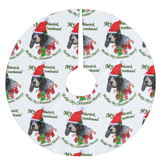 Jupon De Sapin En Polyester Brossé Noël Bluetick Coonhound (Devant)