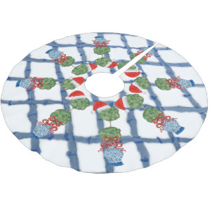 Jupon De Sapin En Polyester Brossé Noël Chinoiserie Ginger Jar brossé