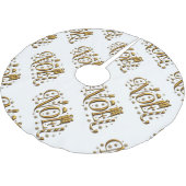 Jupon De Sapin En Polyester Brossé Noël contemporain Blanc et or (Angle)