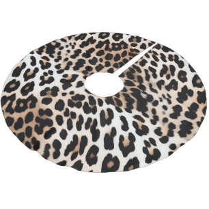 Jupon De Sapin En Polyester Brossé Noël Crème Noire Léopard Peche