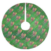 Jupon De Sapin En Polyester Brossé Noël De Camel Sur Vert (Devant)
