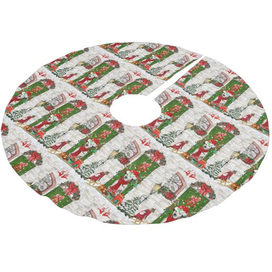 Jupon De Sapin En Polyester Brossé Noël de chien dalmate (Angle)