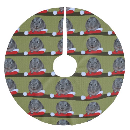 Jupon De Sapin En Polyester Brossé Noël de cochons d'Inde (Devant)