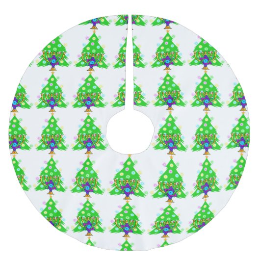 Jupon De Sapin En Polyester Brossé Noël de Hanoukka interconfessionnel (Devant)