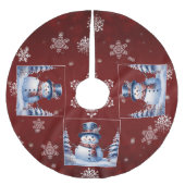 Jupon De Sapin En Polyester Brossé Noël de la forêt d'hiver | Red (Devant)