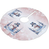 Jupon De Sapin En Polyester Brossé Noël de la forêt d'hiver | Rose (Angle)