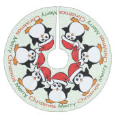 Jupon De Sapin En Polyester Brossé Noël de pingouins de Noël Joyeux (Devant)