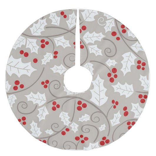 Jupon De Sapin En Polyester Brossé Noël de vacances Holly (Devant)