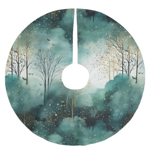 Jupon De Sapin En Polyester Brossé Noël des arbres verts (Devant)