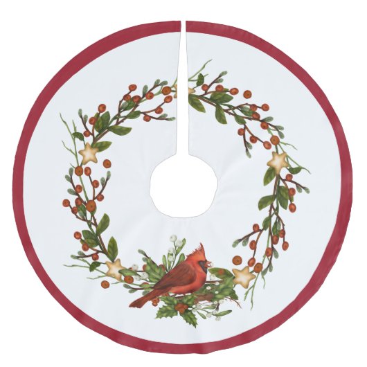 Jupon De Sapin En Polyester Brossé Noël des oiseaux (Devant)
