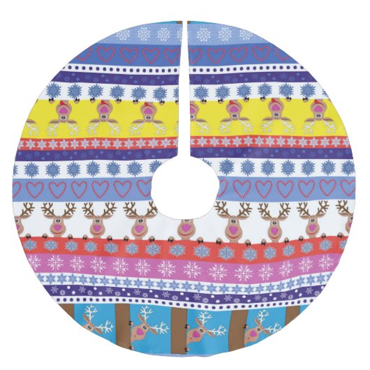 Jupon De Sapin En Polyester Brossé noël des rennes (Devant)