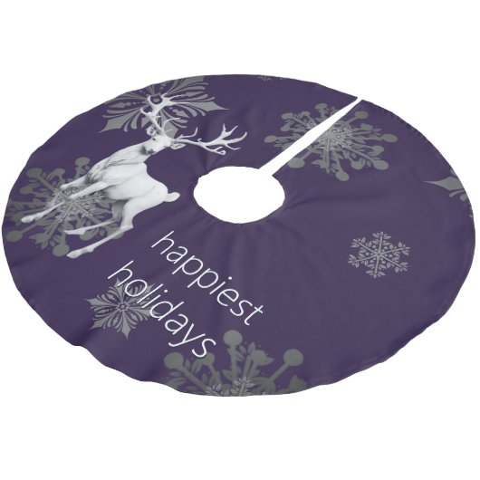 Jupon De Sapin En Polyester Brossé Noël des rennes d'ivoire | Pourpre (Angle)