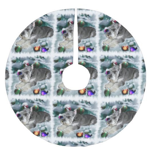 Jupon De Sapin En Polyester Brossé Noël des Schnauzer miniatures (Devant)