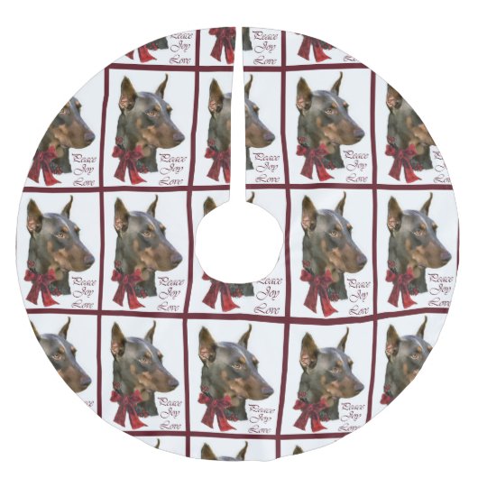 Jupon De Sapin En Polyester Brossé Noël Doberman Pinscher (Devant)