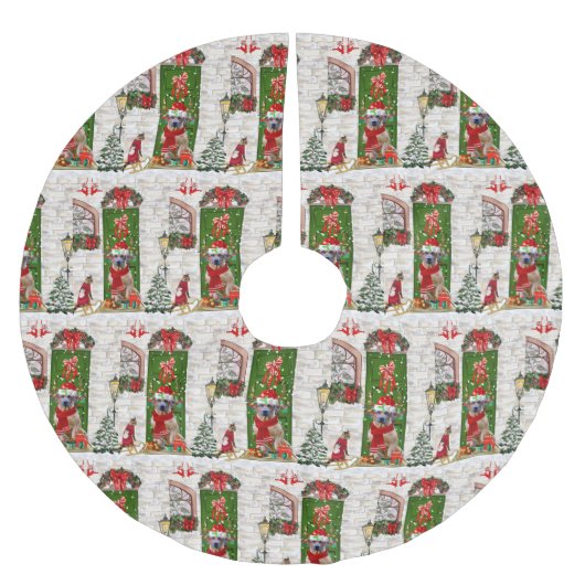 Jupon De Sapin En Polyester Brossé Noël du chien de Rhodesian Ridgeback (Devant)