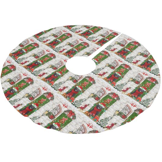 Jupon De Sapin En Polyester Brossé Noël du chien de Terre-Neuve (Angle)