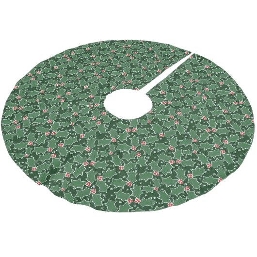Jupon De Sapin En Polyester Brossé Noël du motif saint Feuille (Angle)