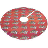 Jupon De Sapin En Polyester Brossé Noël du tigre en rouge (Angle)