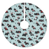 Jupon De Sapin En Polyester Brossé Noël écossais Terrier bleu (Devant)