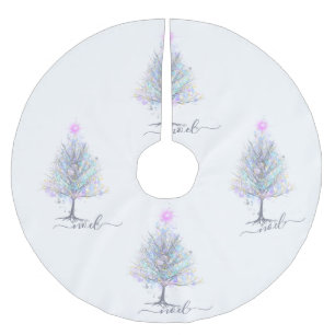 Jupon De Sapin En Polyester Brossé Noel élégant arbre de Noël pastel