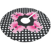 Jupon De Sapin En Polyester Brossé Noël Élégant Ruban Rose (Angle)