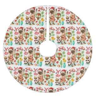 Jupon De Sapin En Polyester Brossé Noël en juillet pour les Amoureux de les chats