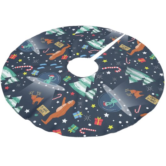 Jupon De Sapin En Polyester Brossé noël enlèvement alien bigfoot yeti sasquatch (Angle)