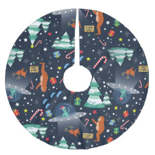 Jupon De Sapin En Polyester Brossé noël enlèvement alien bigfoot yeti sasquatch