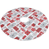 Jupon De Sapin En Polyester Brossé Noël Festif Rouge argent moderne Cadeaux (Angle)