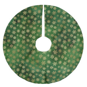 Jupon De Sapin En Polyester Brossé Noël feuille d'or vert mignon flocs de neige éléga