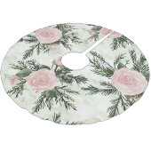 Jupon De Sapin En Polyester Brossé Noël floral Rose (Angle)