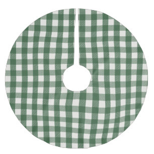 Jupon De Sapin En Polyester Brossé Noël Gingham Vert Blanc