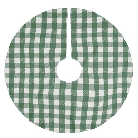 Jupon De Sapin En Polyester Brossé Noël Gingham Vert Blanc (Devant)